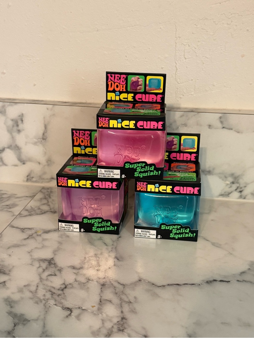 Nee doh Nice Ice Cube Lot of 3 - Pink, Purple & Blue